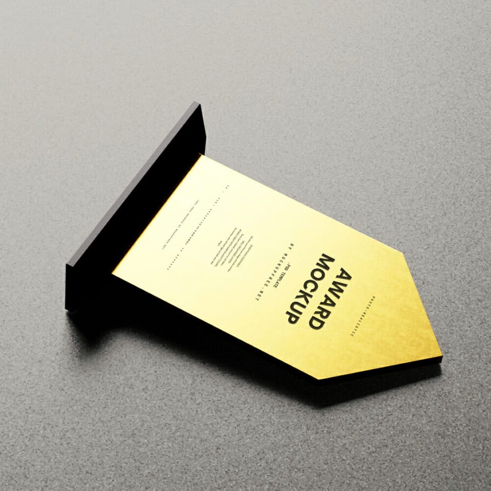 Free Golden Metal Award Mockups PSD