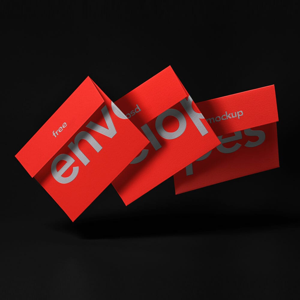Free Gravity Invitation Envelope PSD Mockup Set