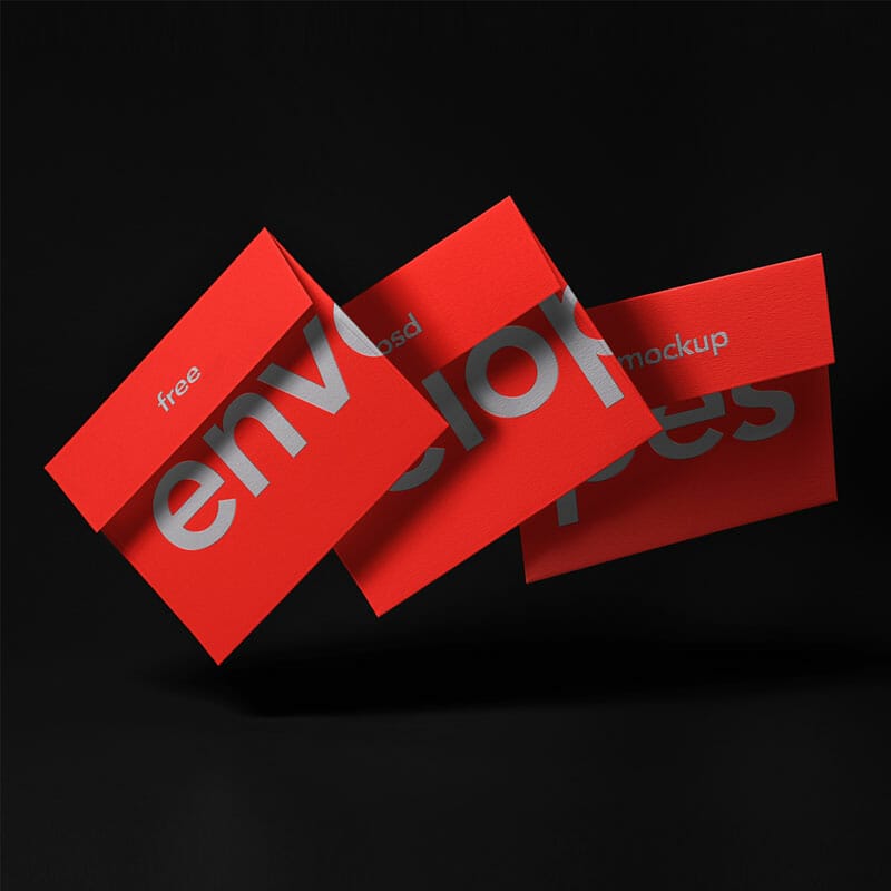 Free Gravity Invitation Envelope PSD Mockup Set
