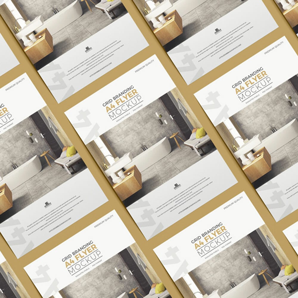 Free Grid Branding A4 Flyer Mockup PSD