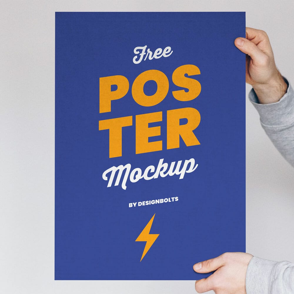 Free Hand-Holding Poster Mockup PSD