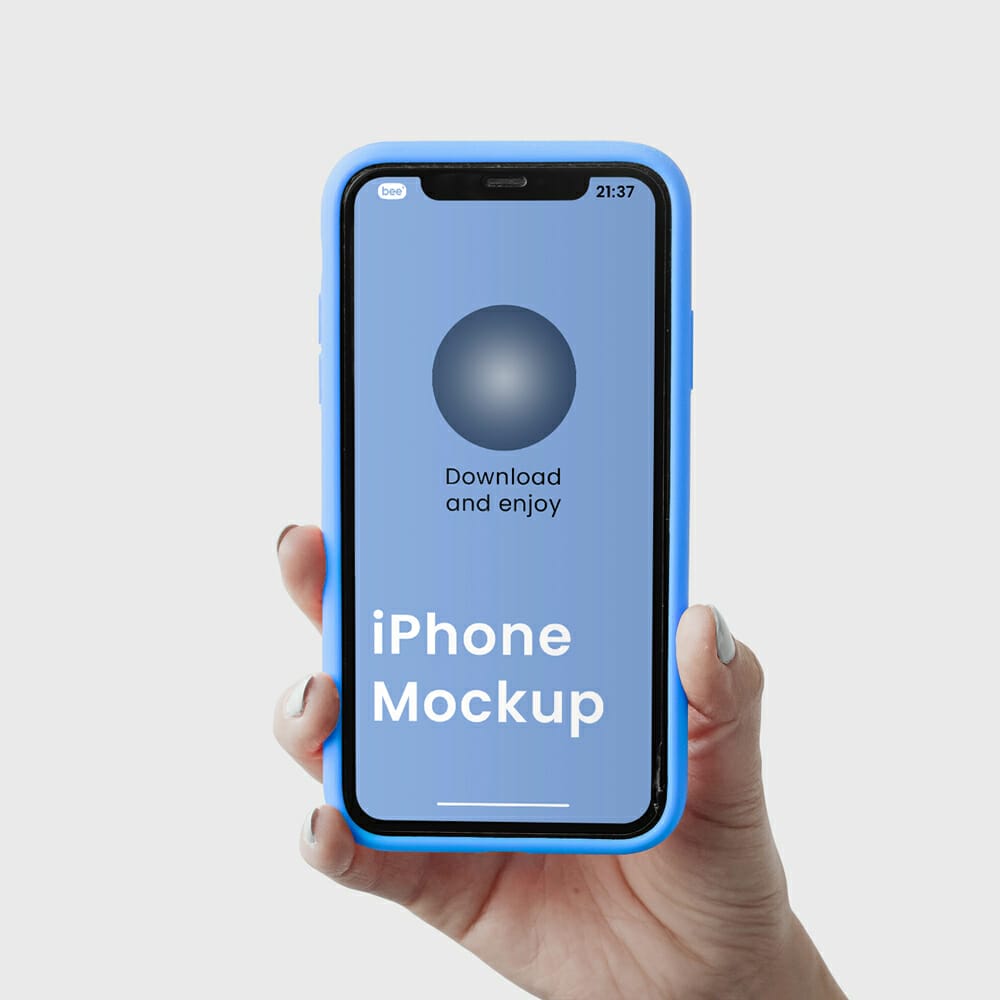 Free Hand Holding iPhone Mockup PSD