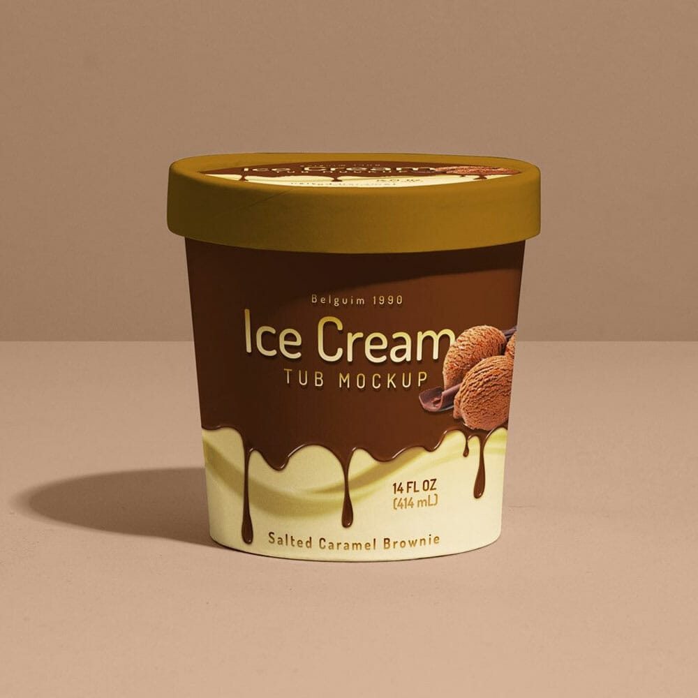 Free Ice Cream Tub Mockup PSD