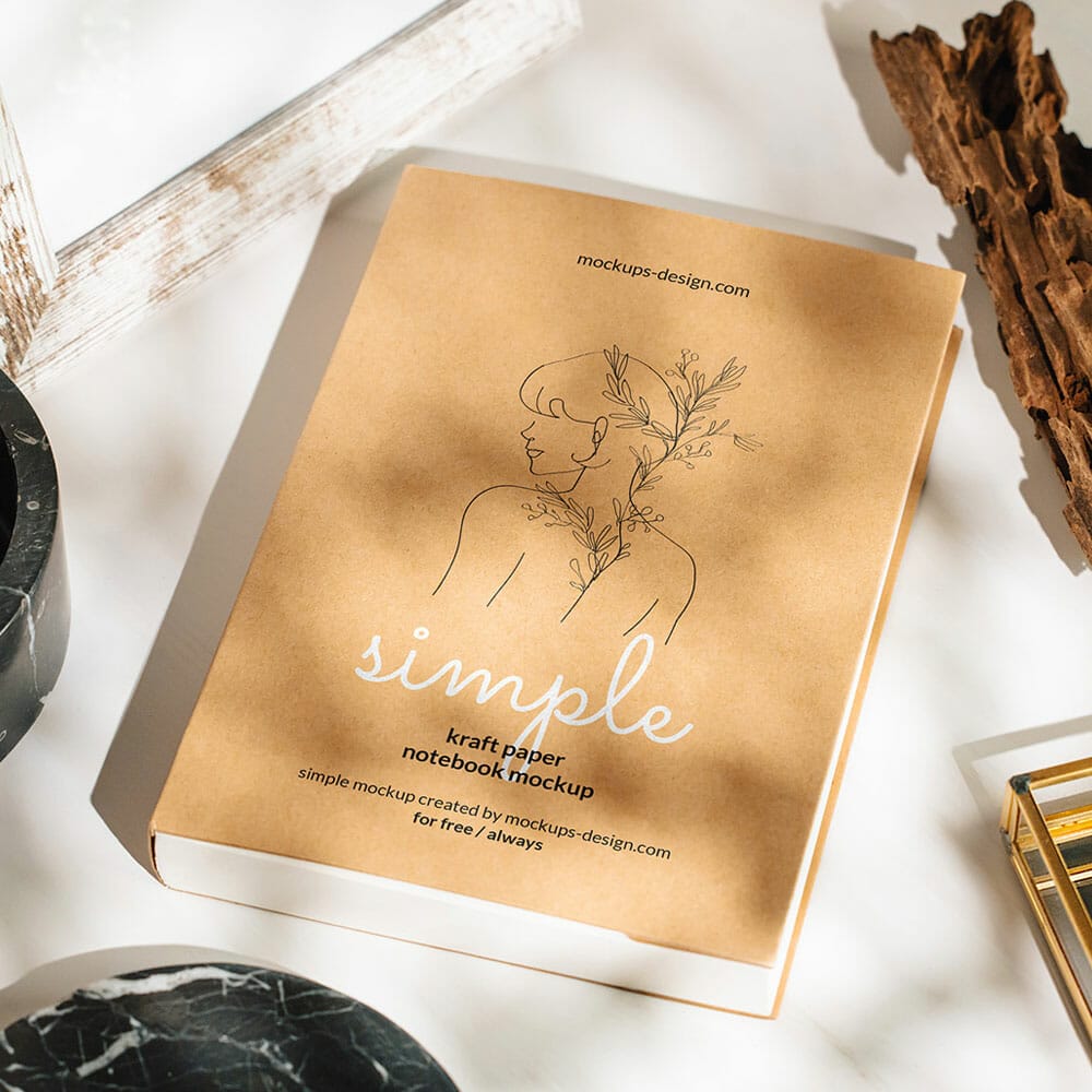 Free Kraft Paper Notebook Mockup PSD
