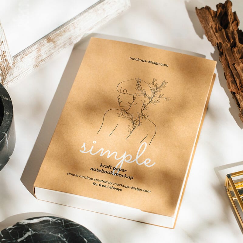 Free Kraft Paper Notebook Mockup PSD