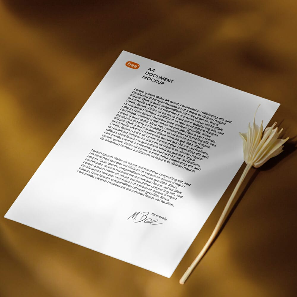 Free Letterhead With Flower Mockup PSD