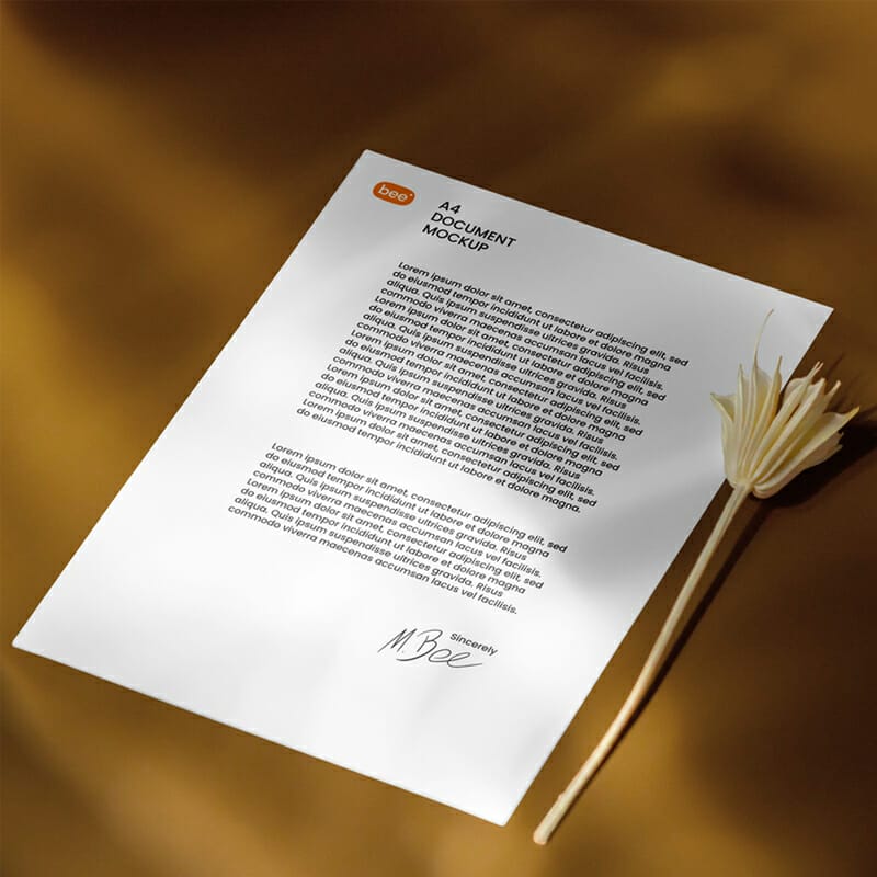 Free Letterhead With Flower Mockup PSD