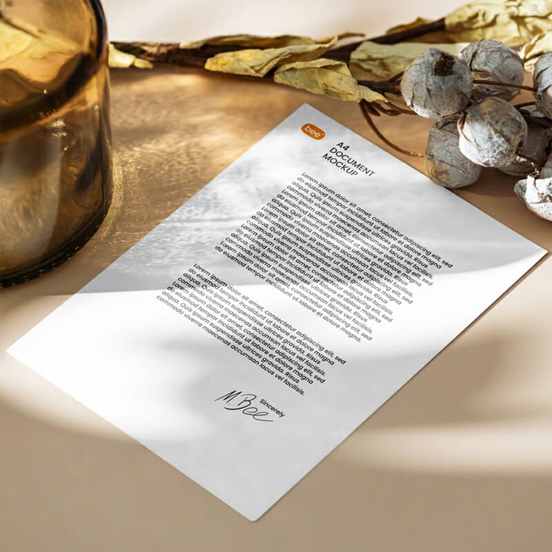 Free Letterhead With Vase Mockup PSD