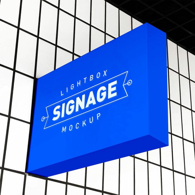 Free Lightbox Signboard Mockup PSD