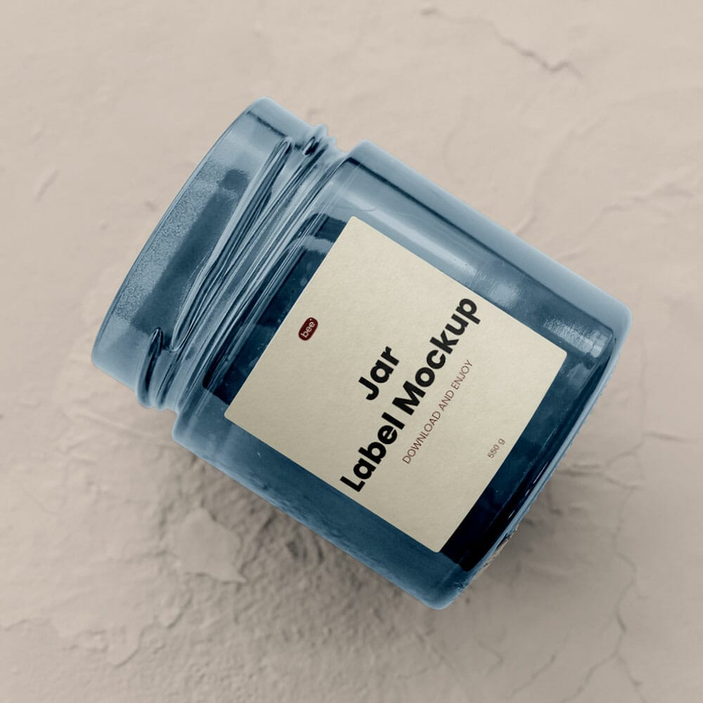 Free Lying Jar Label Mockup PSD