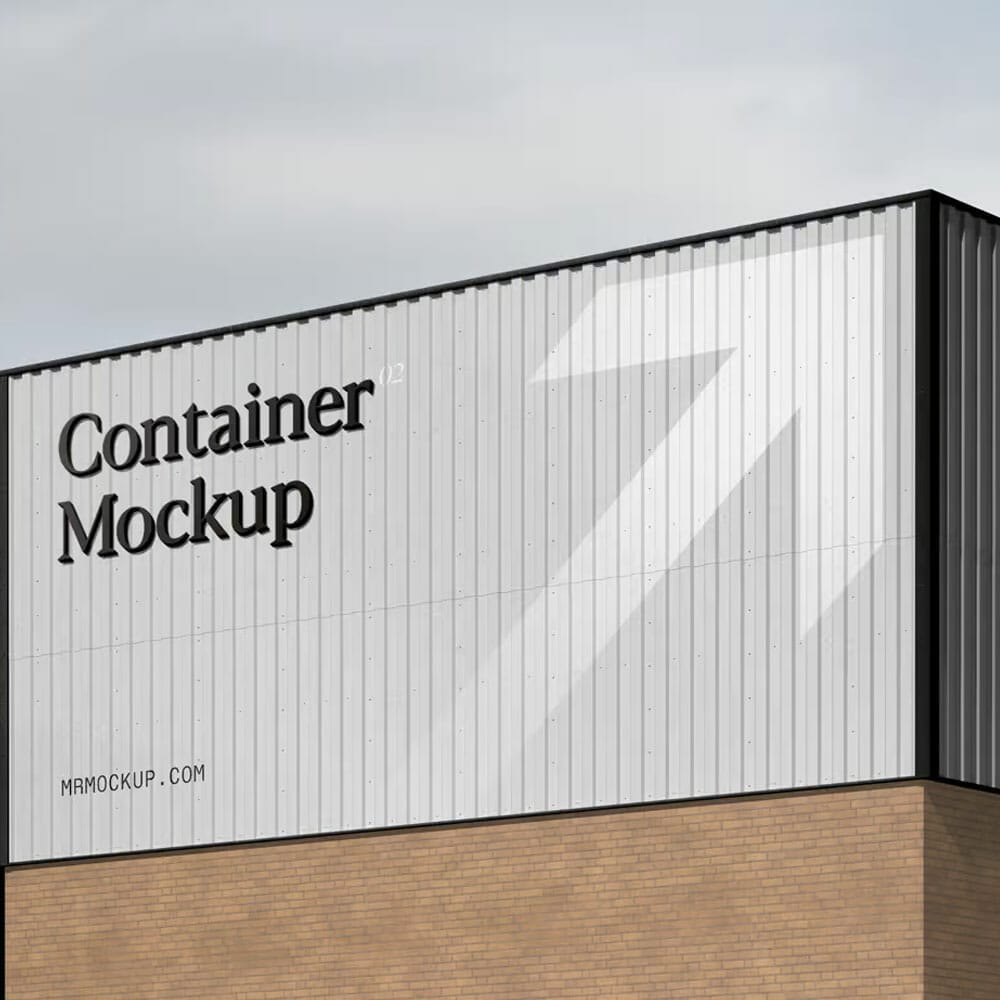 Free Metal Container With Sign Mockup PSD