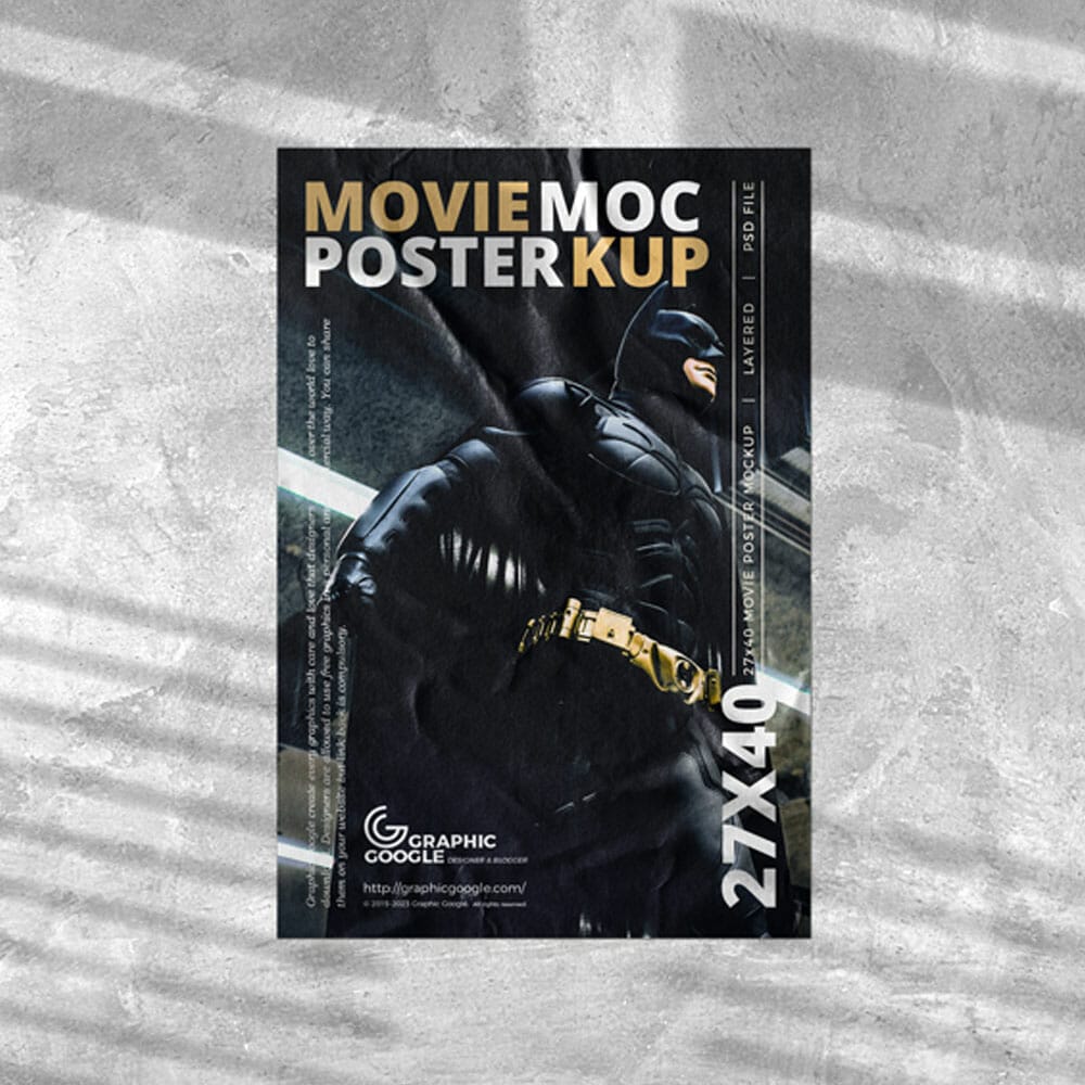 Free 27×40 Movie Poster Mockup PSD