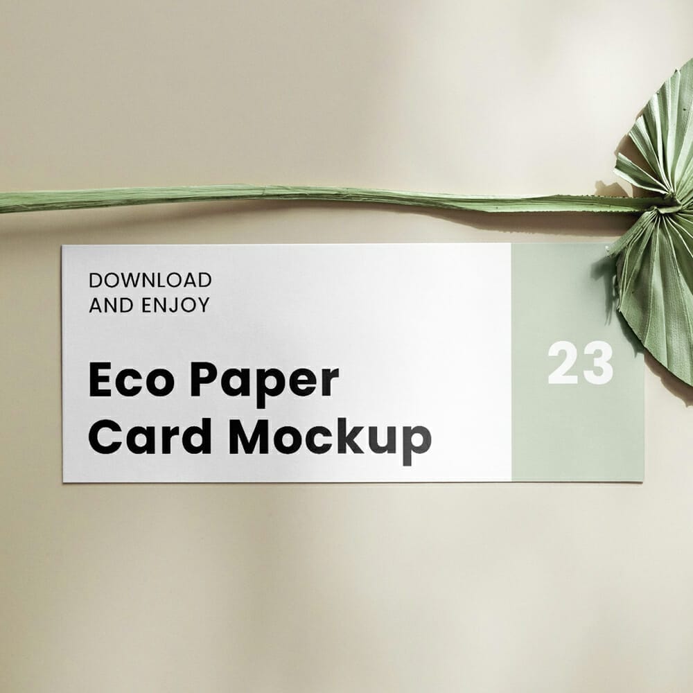 Free Oblong Card With Leaf Mockup PSD
