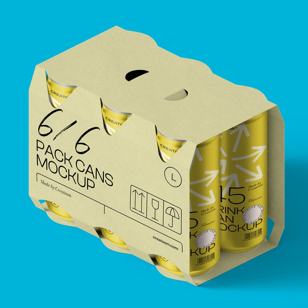 Free Pack Cans Isometric Mockup PSD