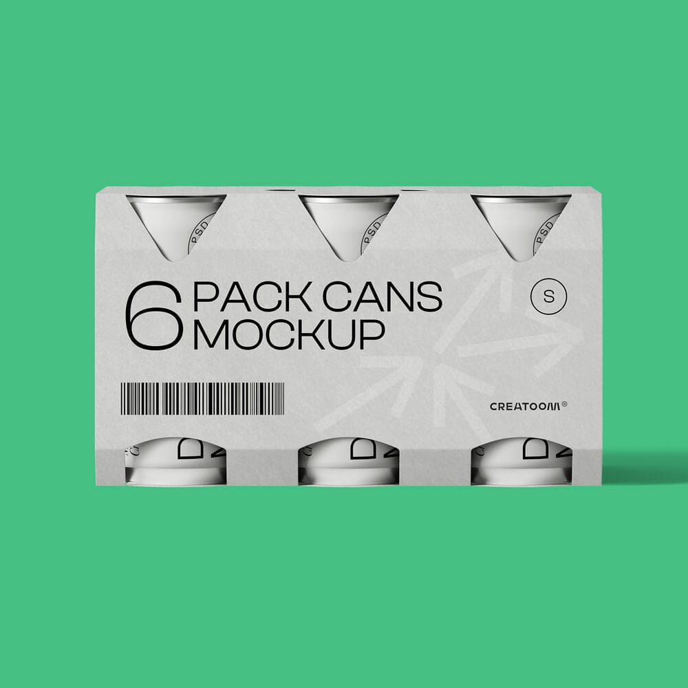 Free Pack Cans Mockup Front View PSD