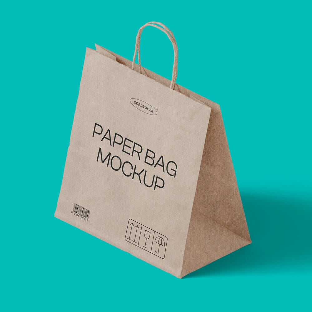 Free Paper Bag Mockup Isometric PSD