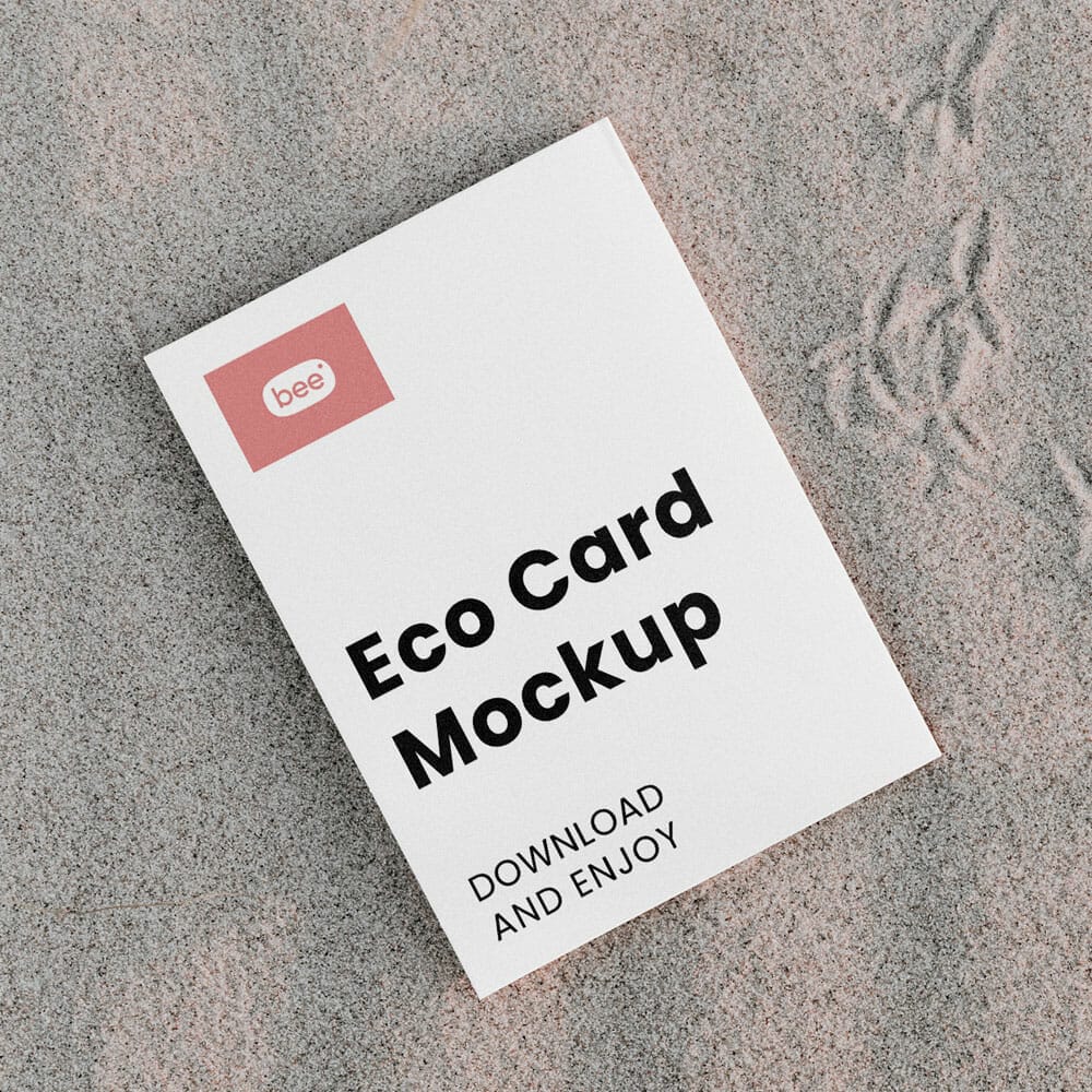 Free Paper Card On Beach Mockup PSD