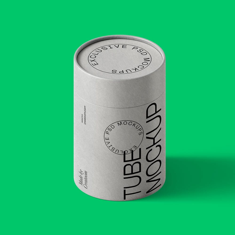 Free Paper Tube Mockup Isometric PSD