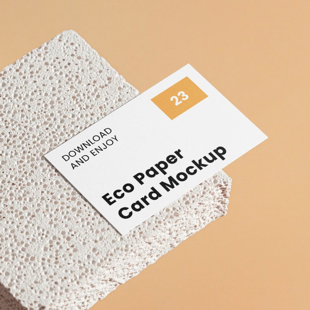 Free Perspective Business Card With Brick Mockup PSD