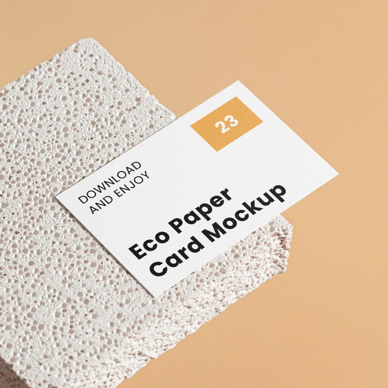 Free Perspective Business Card With Brick Mockup PSD