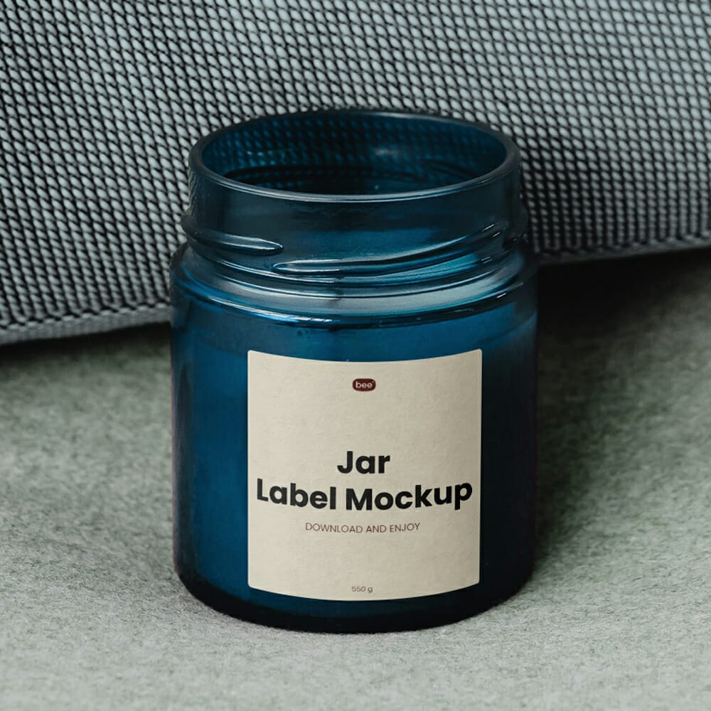 Free Perspective Jar Label Mockup PSD