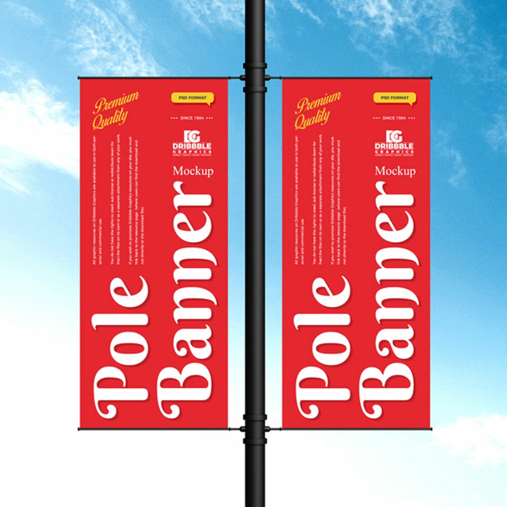 Free Pole Banner Mockup PSD