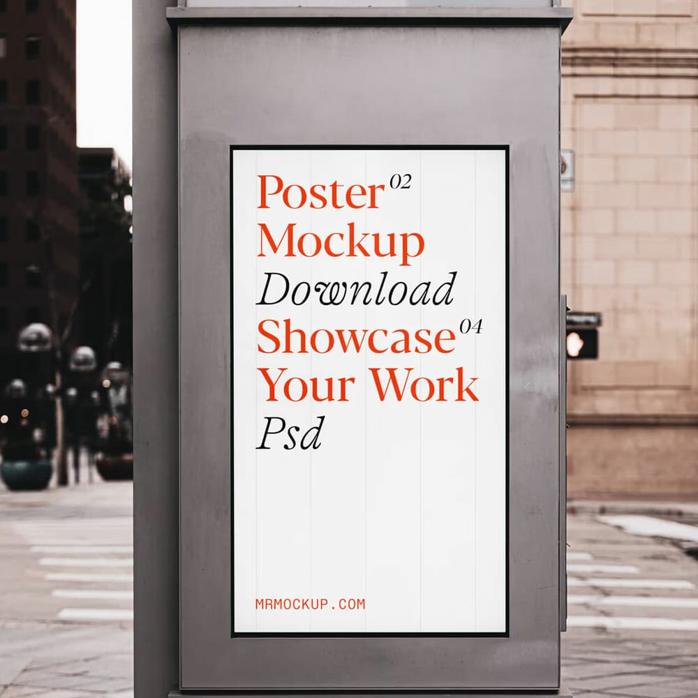 Free Poster On Street Mockup PSD