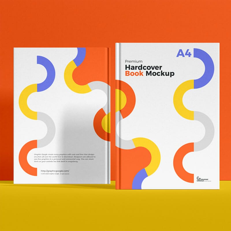 Free Premium A4 Hardcover Book Mockup PSD