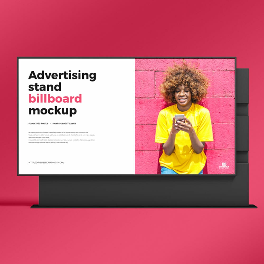 Free Premium Advertising Stand Billboard Mockup PSD