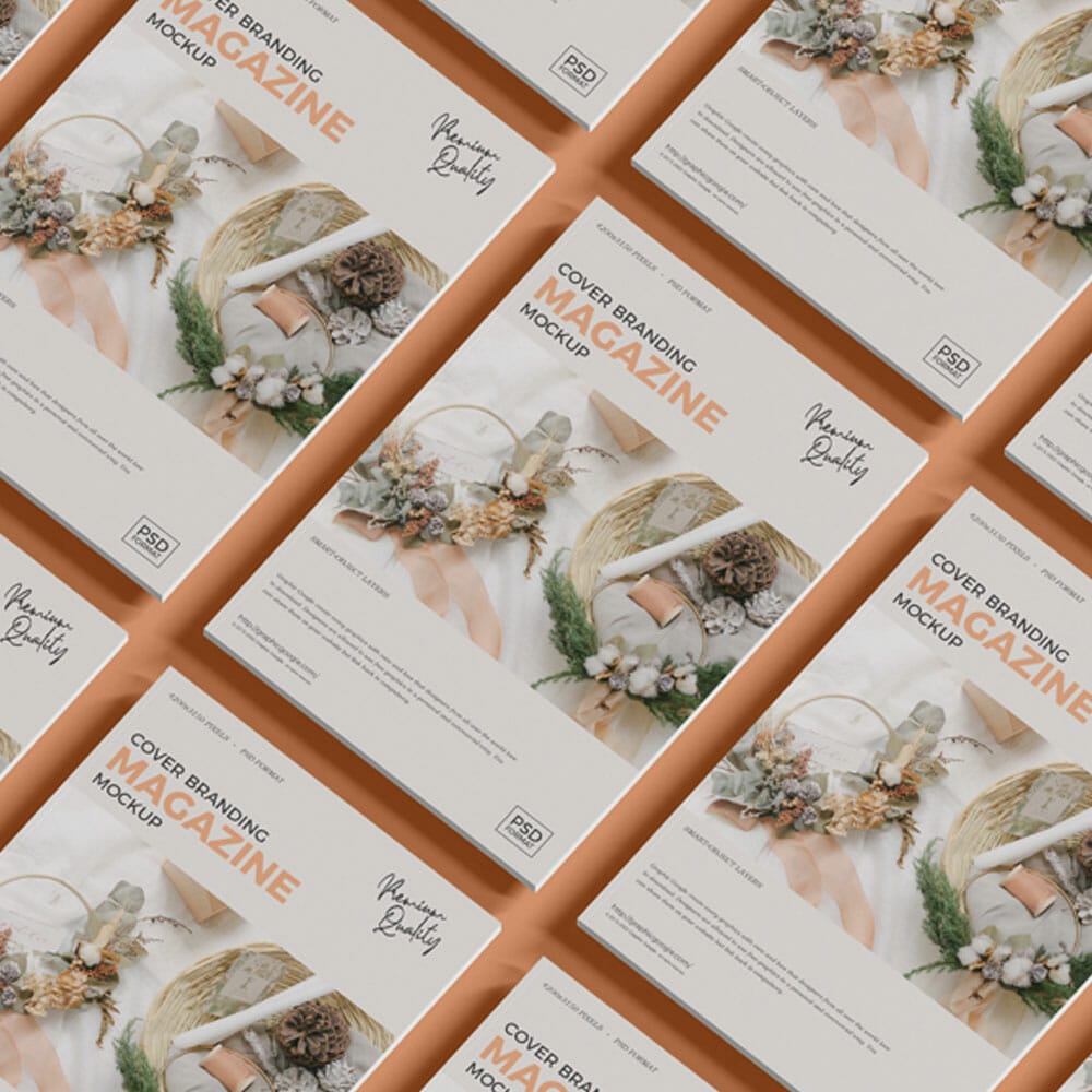 Free Premium Cover Branding Magazine Mockup PSD
