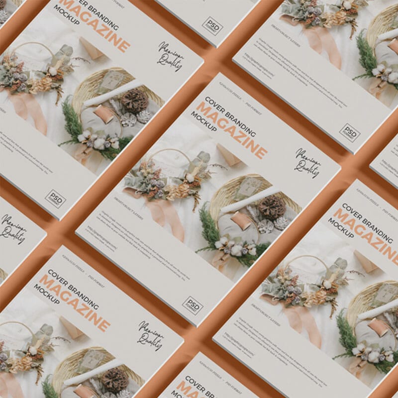 Free Premium Cover Branding Magazine Mockup PSD