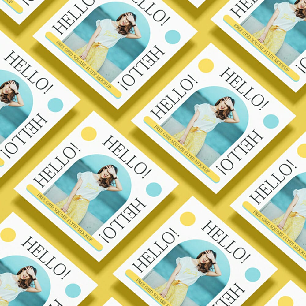 Free Premium Grid Square Flyer Mockup PSD