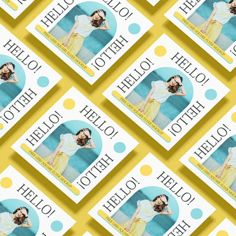 Free Premium Grid Square Flyer Mockup PSD