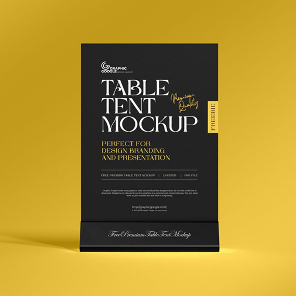 Free Premium Table Tent Mockup PSD