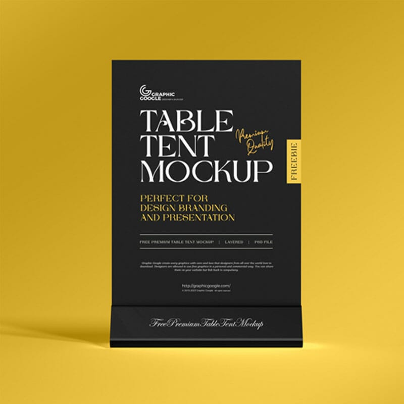 Free Premium Table Tent Mockup PSD