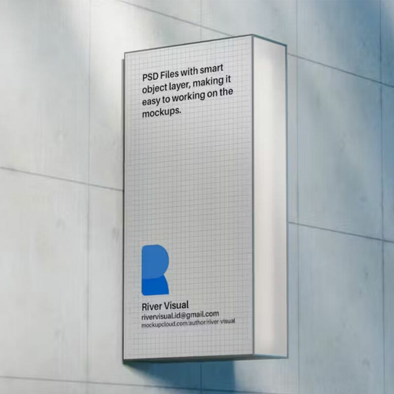 Free Rectangle Signage Mockup PSD