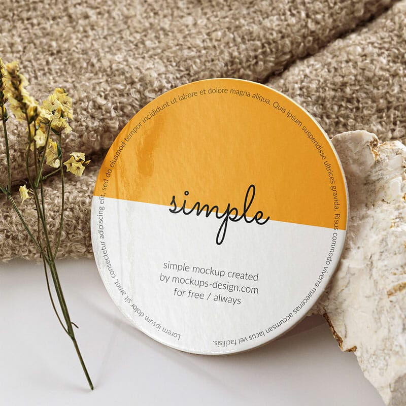 Free Round Coaster Mockup PSD