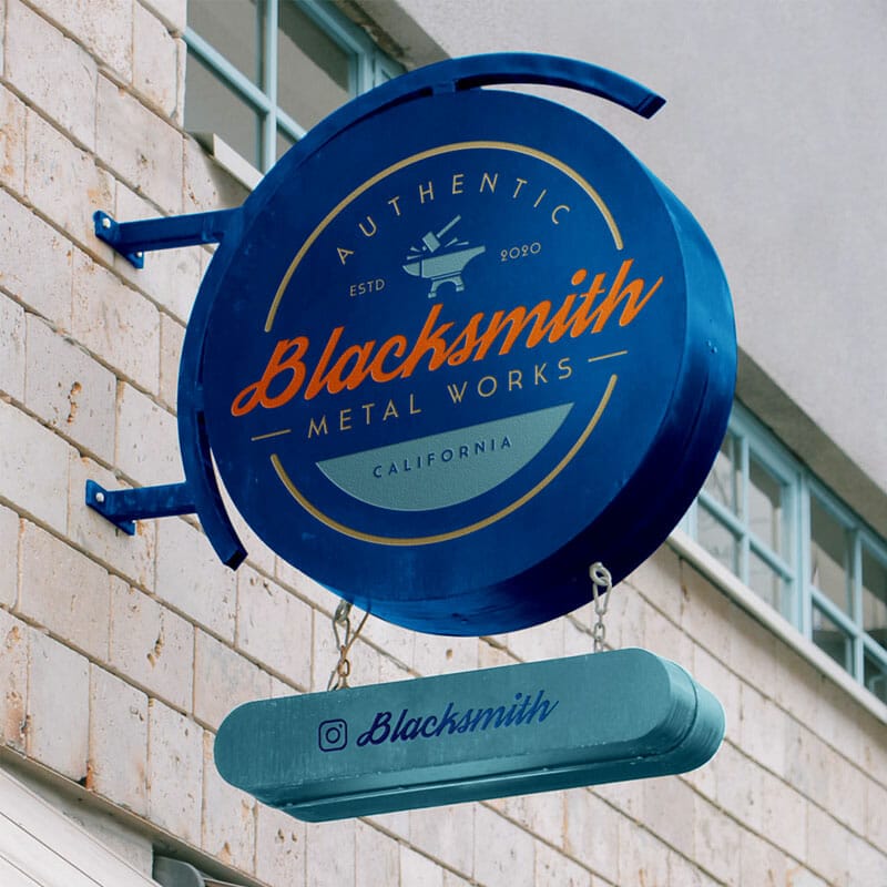 Free Round Signage Mockup PSD