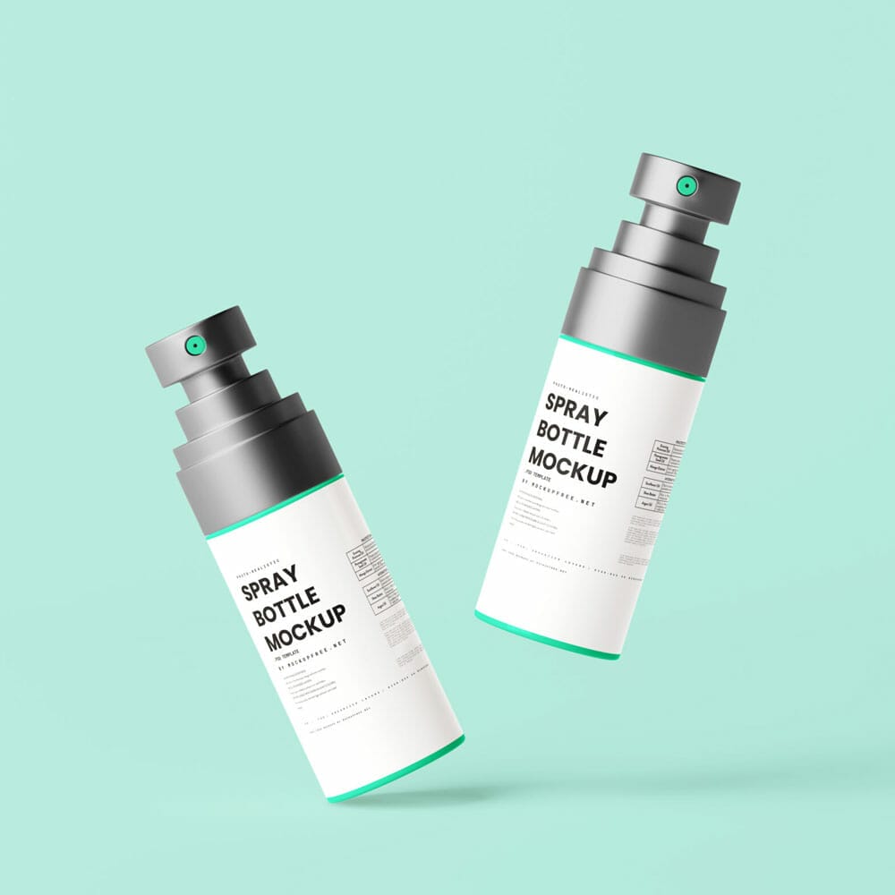 Free Short And Small Spray Bottle Mockups PSD