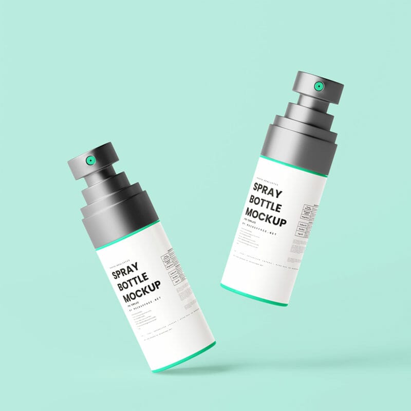 Free Short And Small Spray Bottle Mockups PSD