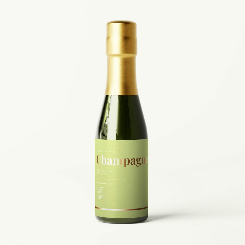 Free Small Mini Wine Or Champagne Bottle Mockups PSD