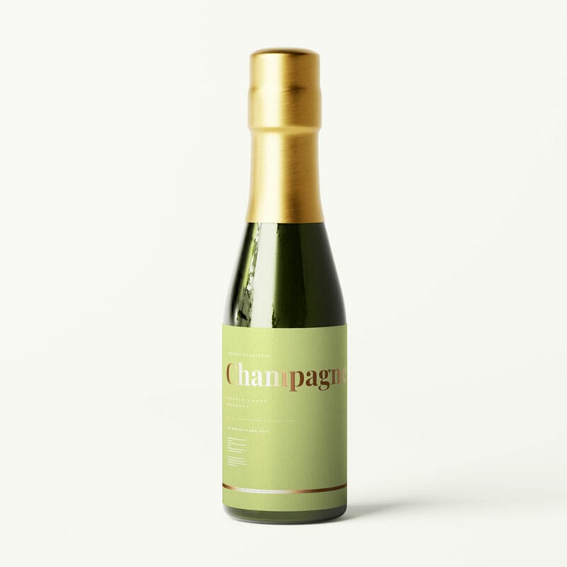 Free Small Mini Wine Or Champagne Bottle Mockups PSD