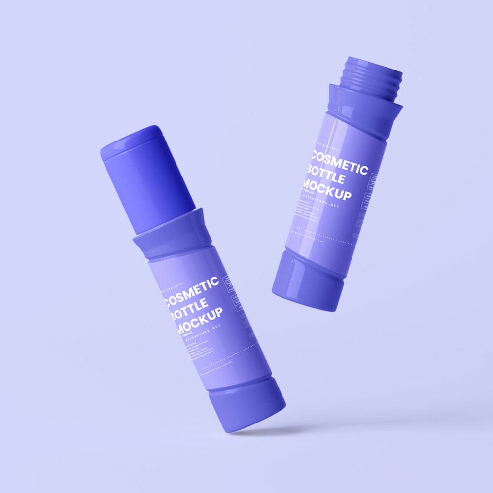 Free Small Plastic Cosmetic Bottle Mockups PSD
