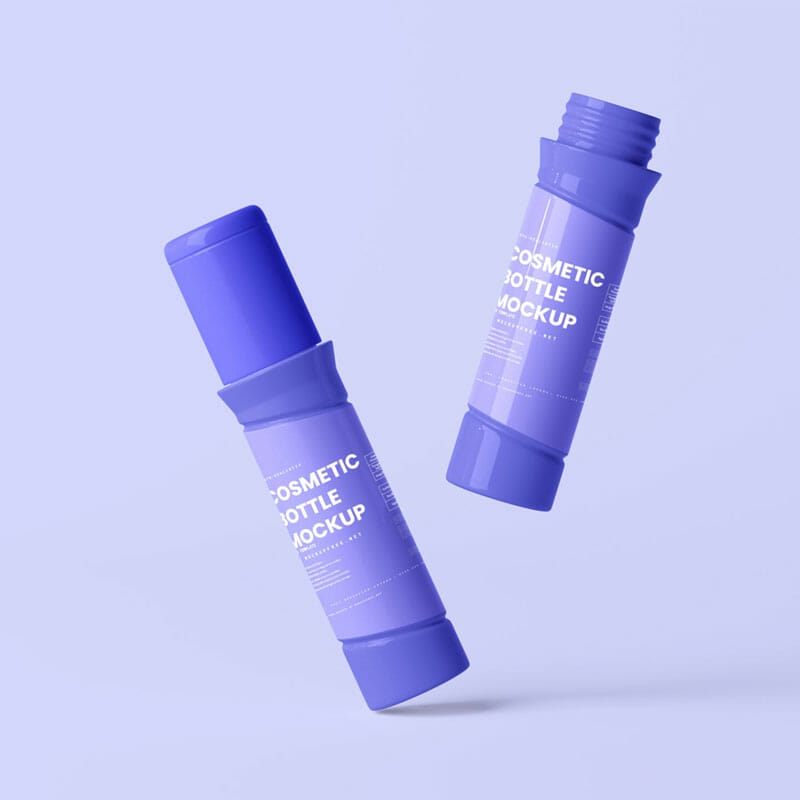 Free Small Plastic Cosmetic Bottle Mockups PSD