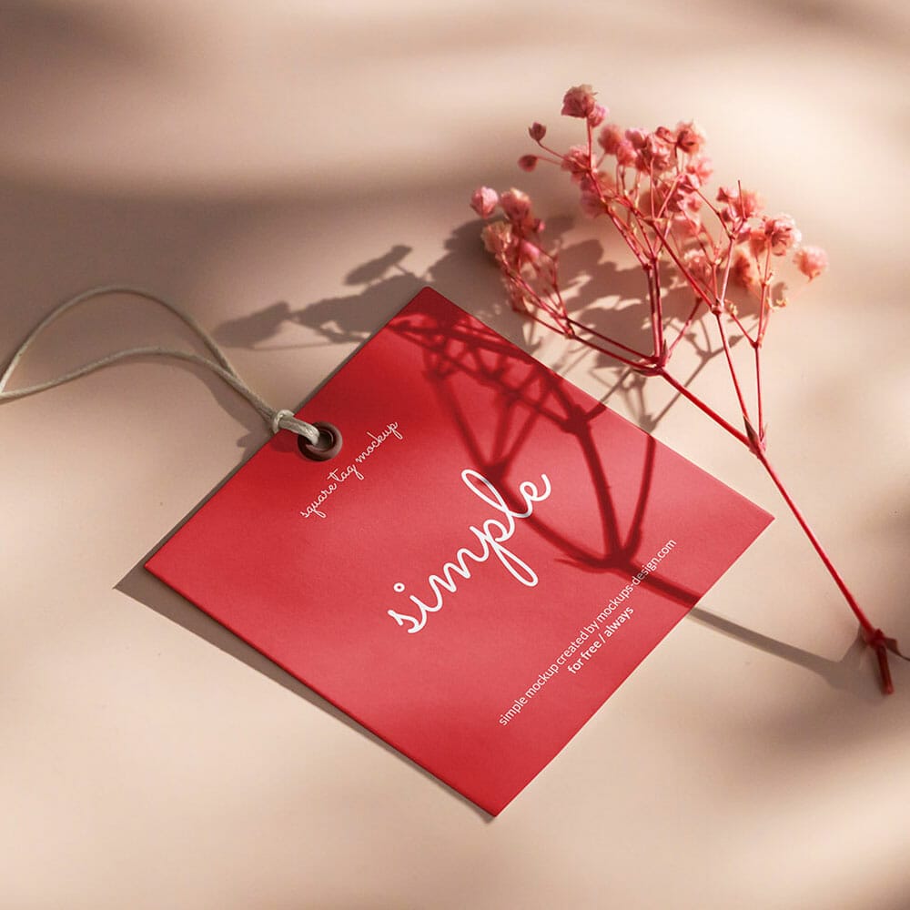 Free Square Label Tag Mockup PSD