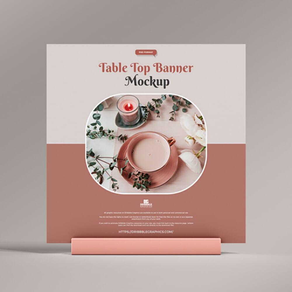 Free Square Table Top Banner Mockup