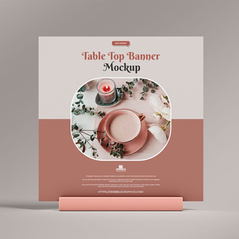 Free Square Table Top Banner Mockup