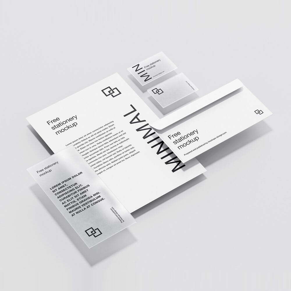 Free Stationery Minimalist Mockup PSD