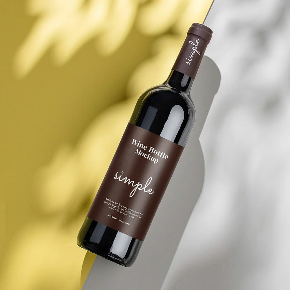 Free Sunny Wine Bottle Mockup PSD