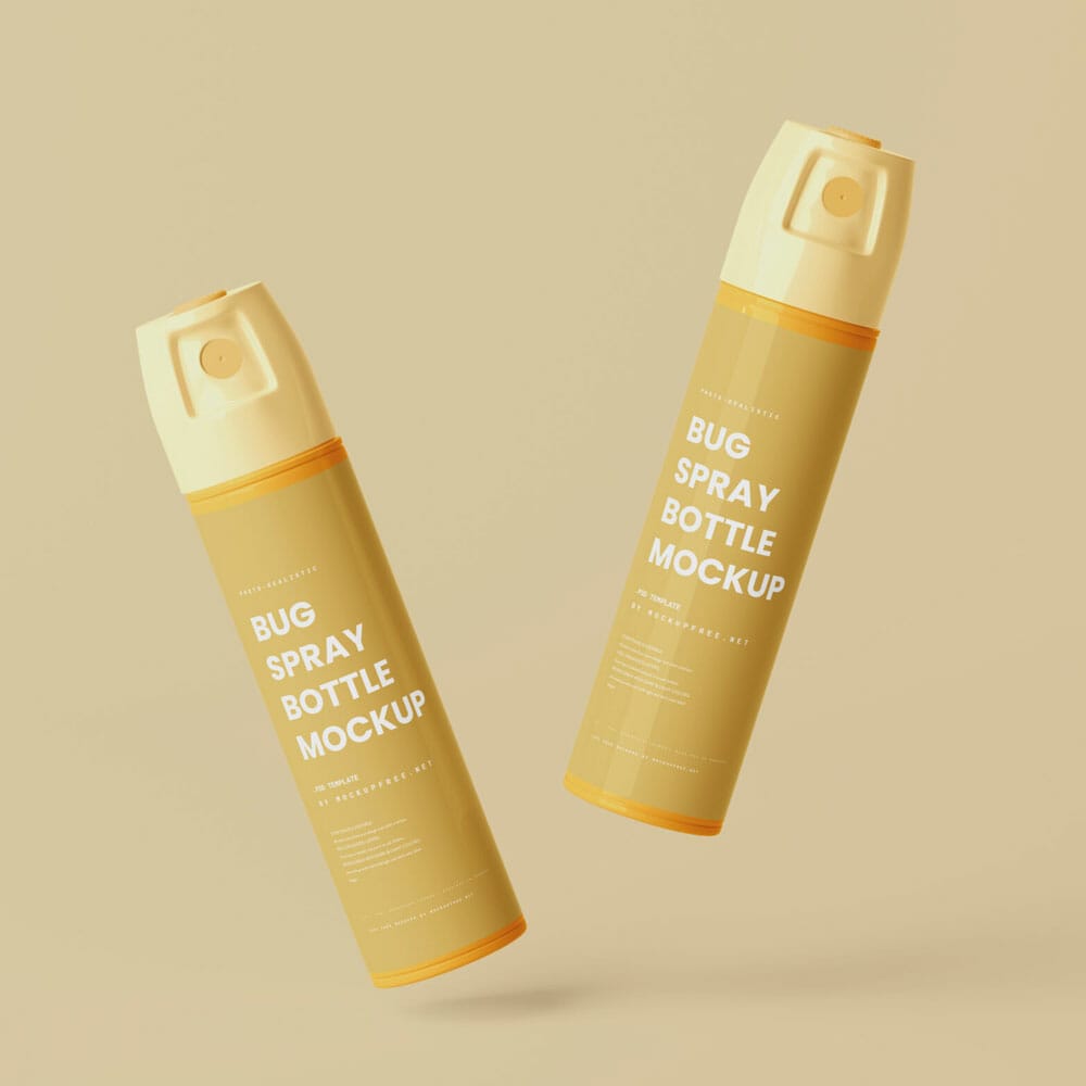 Free Tall Bug Spray Bottle Mockups PSD